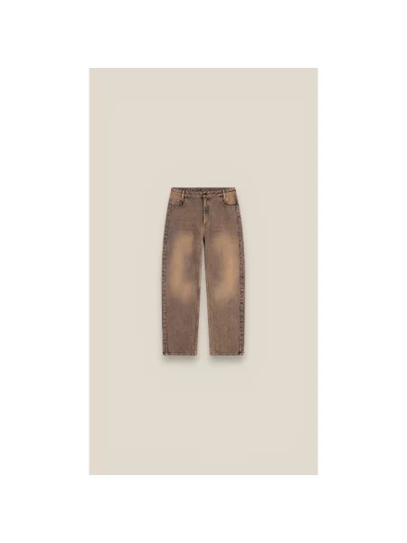 Pants Daily Paper Washed Shield Amba Jeans Denim M brązowe