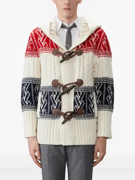 Geacă Thom Browne din cașmir chunky alb