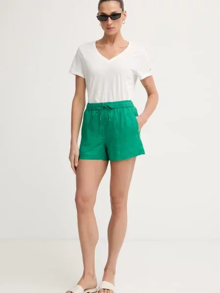 Tommy Hilfiger kratke hlače lanene zelena