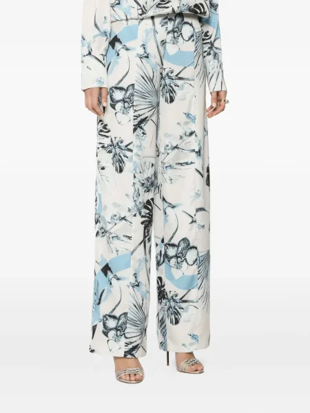 Pantaloni Genny cu model floral cu imagine albastru