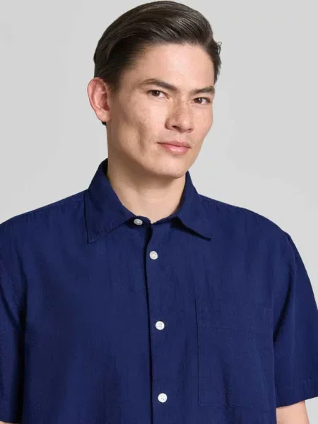Koszula casualowa o kroju relaxed fit z czystej bawełny model STUART' Selected Homme granatowa