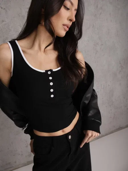 Prążkowany top Other prążkowany czarny