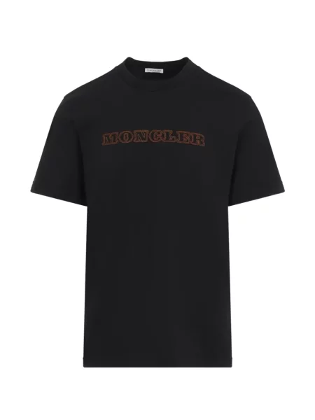 Scurt tricou Moncler cu broderie negru