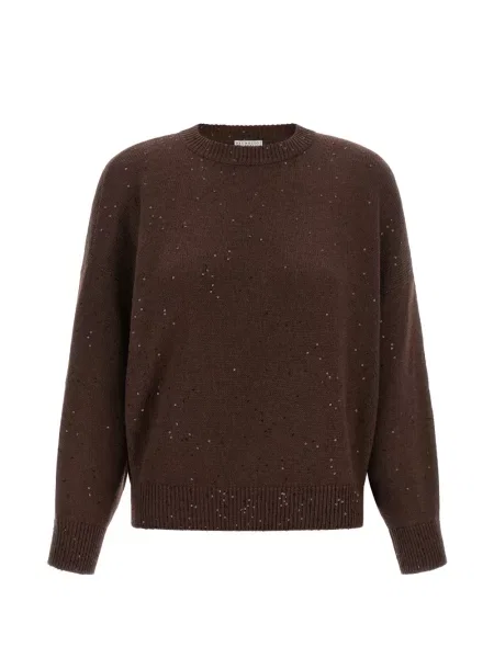 Pulover Brunello Cucinelli cu paiete maro