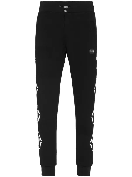 Pantaloni Philipp Plein cu imagine alergare negru