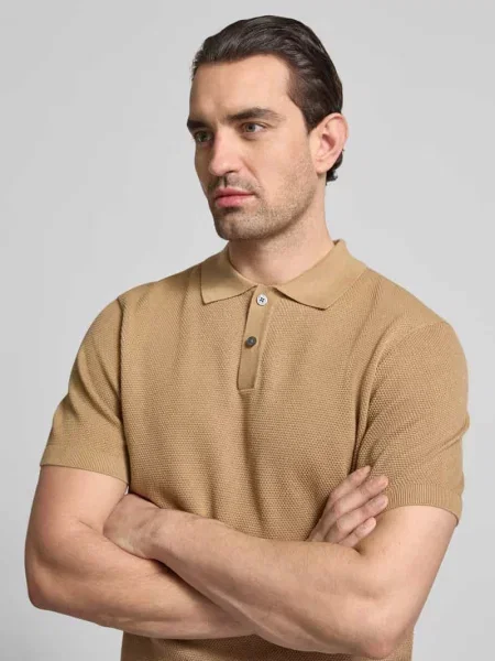 Koszulka polo o kroju slim fit z fakturowanym wzorem Christian Berg Men