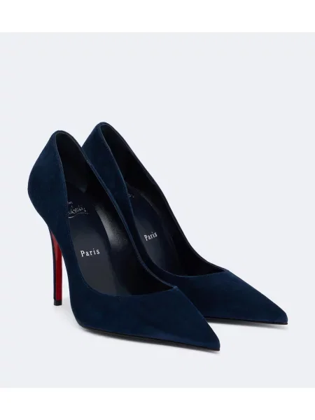 Pantofi cu toc Christian Louboutin din piele de căprioară albastru