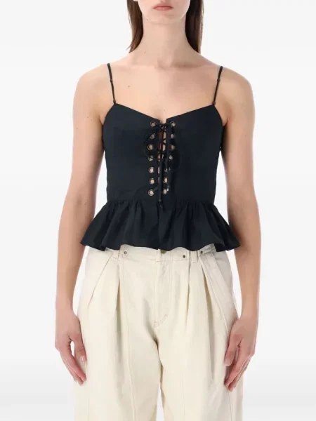 Top Marant Etoile cu șireturi din dantelă negru