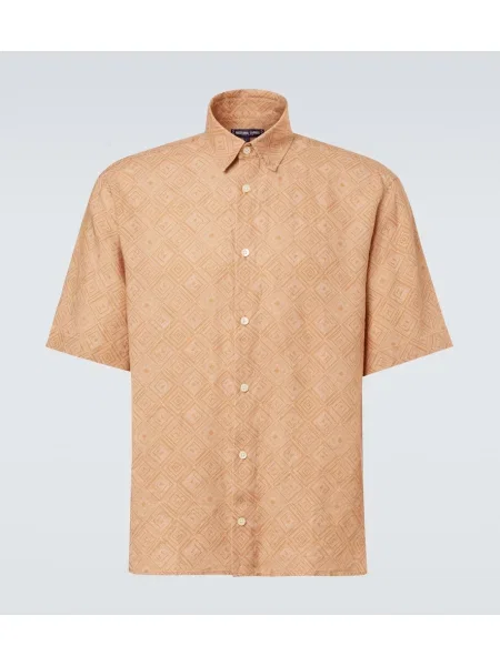 Cămașă Frescobol Carioca de in cu imagine portocaliu