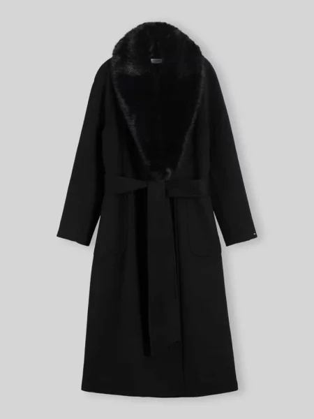 Tommy Hilfiger Płaszcz wełniany Belted czarny
