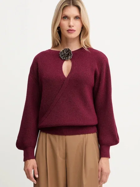 Simona Corsellini pulover din amestec de lână light bordo