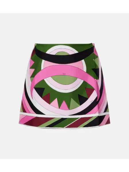 Fustă Pucci din satin cu imagine roz