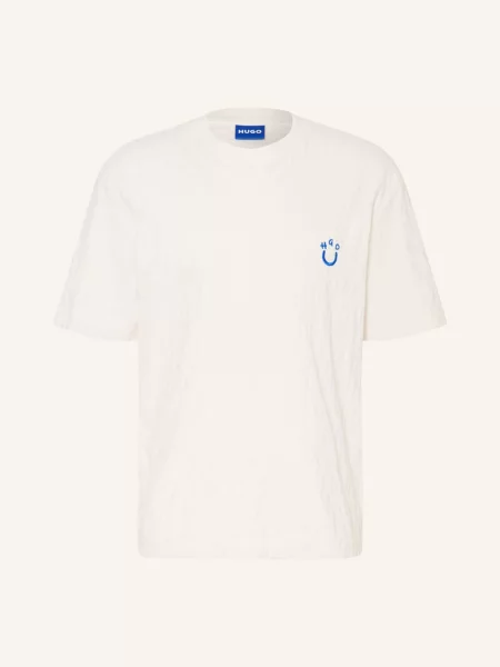 Damski t-shirt o kroju regular fit z froty Hugo Blue niebieska