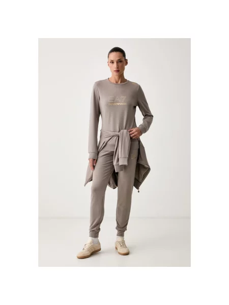 Emporio Armani bluza z wiskozą brązowa