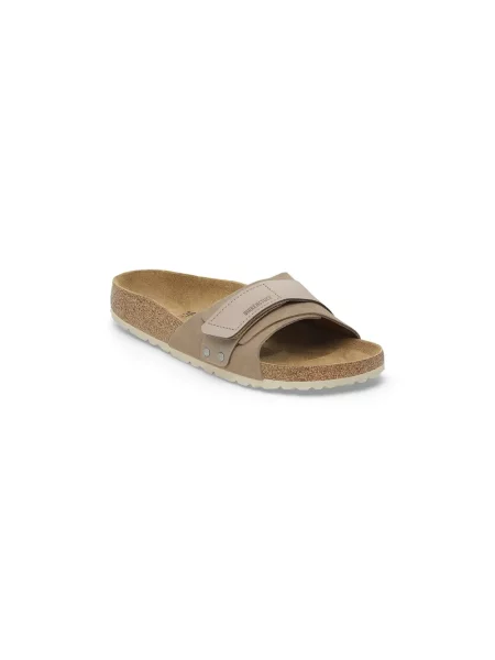 Klapki Birkenstock zamszowe beżowe