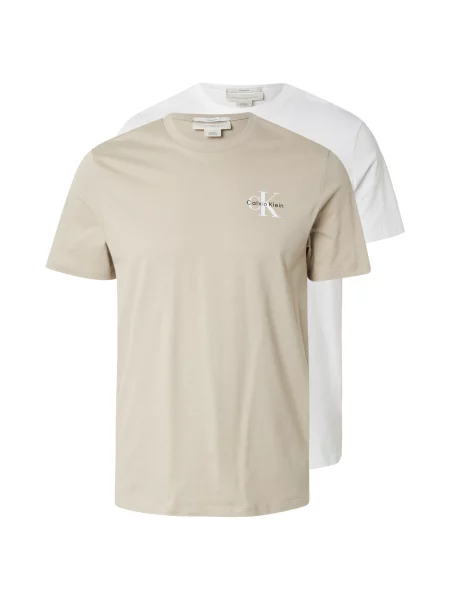 Calvin Klein Jeans Tricou gri taupe alb