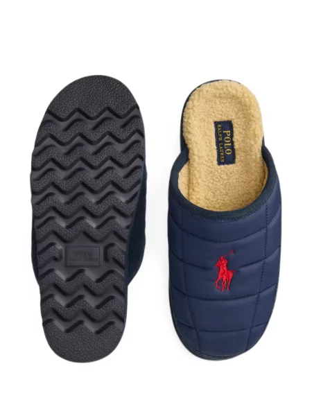 Matlasat papuci de casă Polo Ralph Lauren tricotate maro