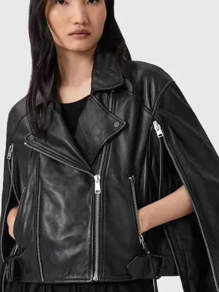 Кожаная куртка Allsaints черная