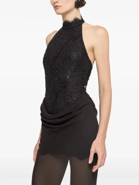 Rochie maxi Nissa cu paiete negru