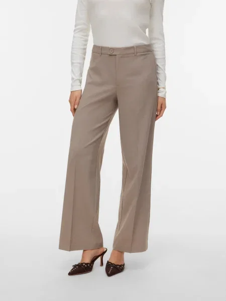 VERO MODA Pantaloni cu dungă VMTEXAS gri taupe bej
