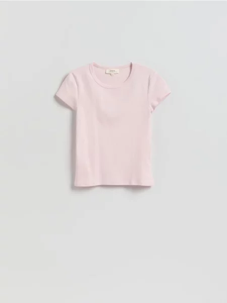 Reserved Tricou din mercerizat roz-pastel roz