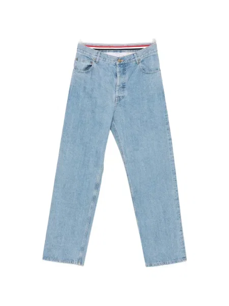 Blugi Thom Browne cu cataramă cu 5 buzunare cu bretele albastru