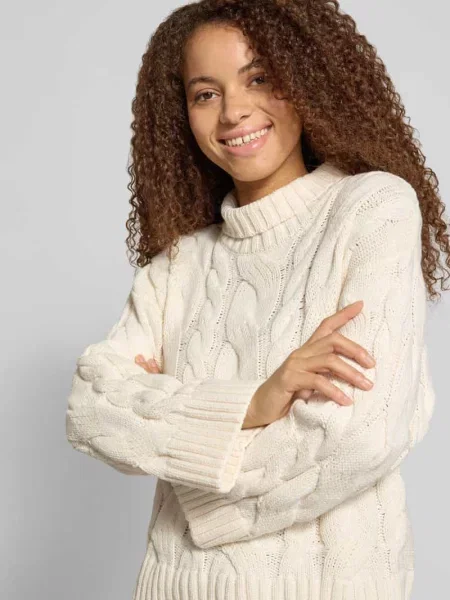 Sweter z dzianiny z mieszanka bawełny w kroju regular fit Gina Tricot biały
