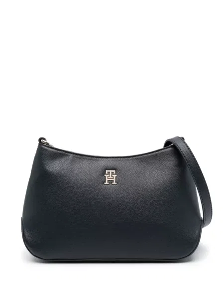 Geanta crossbody Tommy Hilfiger din piele cu autograf albastru