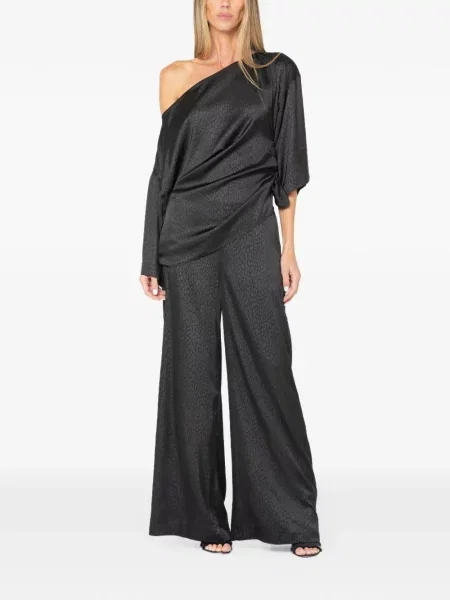 Top Jbq cu model leopard din jacard cu un umăr gol negru