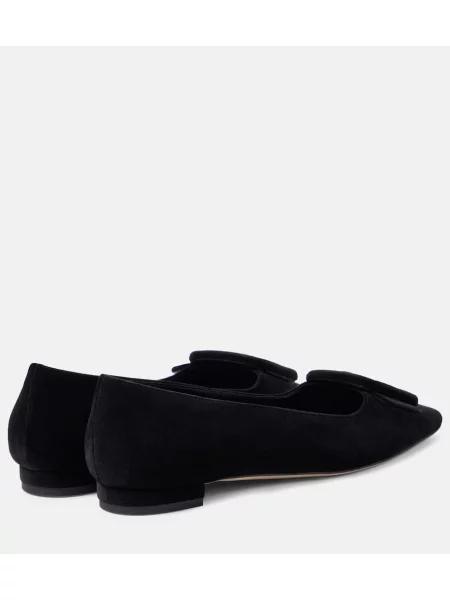 Balerini Manolo Blahnik de catifea negru