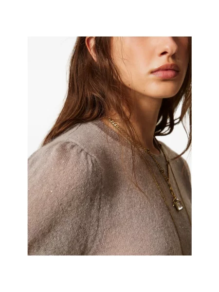 Sweter Twinset wełniany beżowy