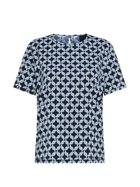 Scurt top Rrd cu imagine cu imprimeu geometric albastru