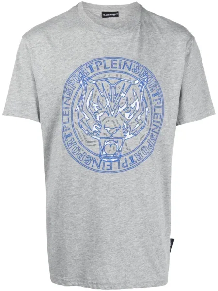 Tričko Plein Sport s potiskem s tygřím vzorem šedé