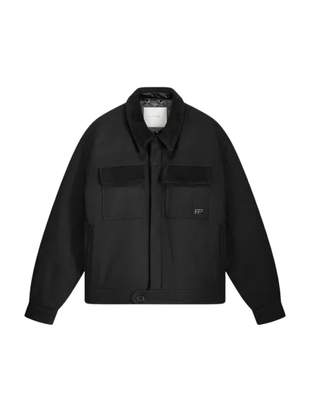 Filling Pieces kurtka z dodatkiem wełny Box Varsity przejściowa czarny