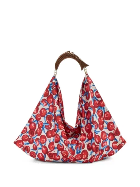 Geantă shopper Farm Rio din satin cu imagine roz