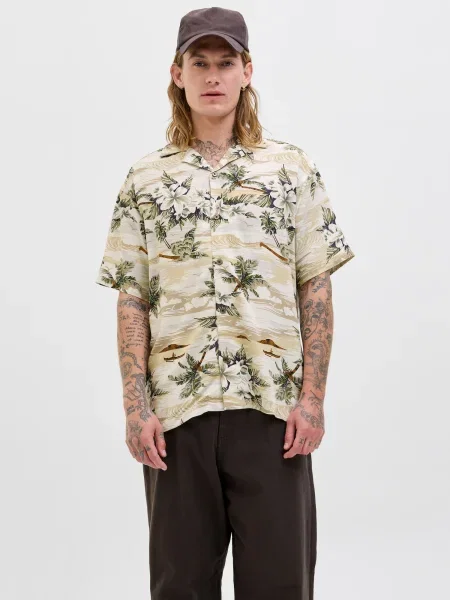 JACK & JONES Srajca marine / oliva / temno zelena / off-bela bela