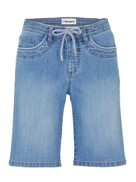 Bermudy dżinsowe Slim Fit mid waist niebieskie