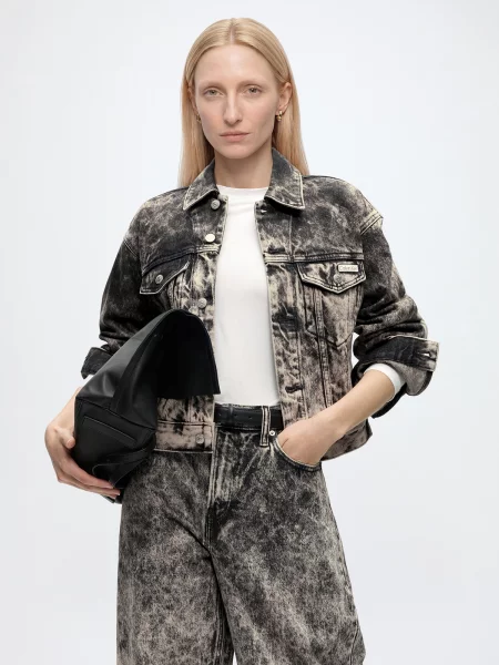 Calvin Klein Jeans Prechodná bunda slonová kosť / čierna hnedá