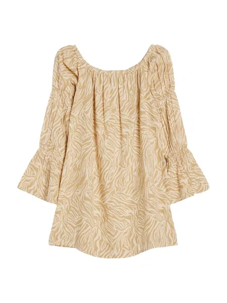 Bershka Rochie maro cămilă / alb kitt