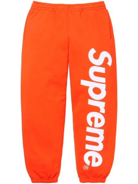 Pantaloni Supreme din satin cu aplicații alergare portocaliu