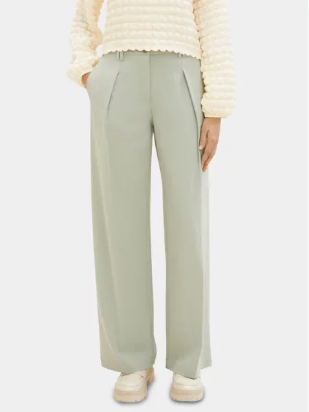 Tom Tailor Штани з тканини Wide Leg зелений
