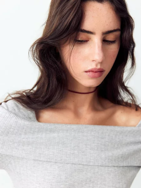 Sweter z wywijanym golfem jasnoszary Teen XS MANGO TEEN