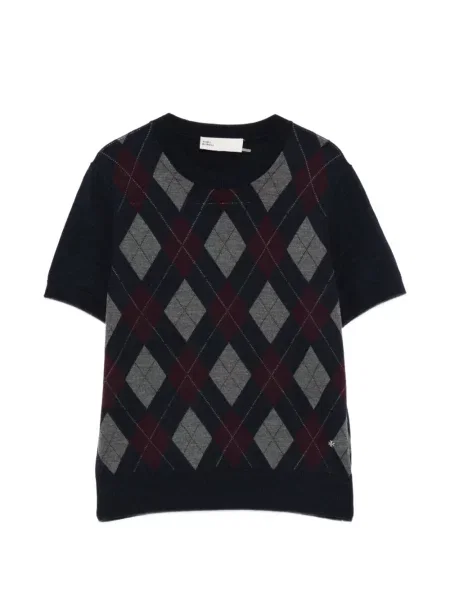 Scurt top Tory Burch cu model argyle albastru