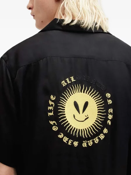 Cămașă Allsaints cu broderie negru