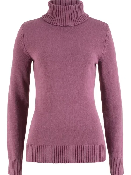 Sweter z golfem fioletowy