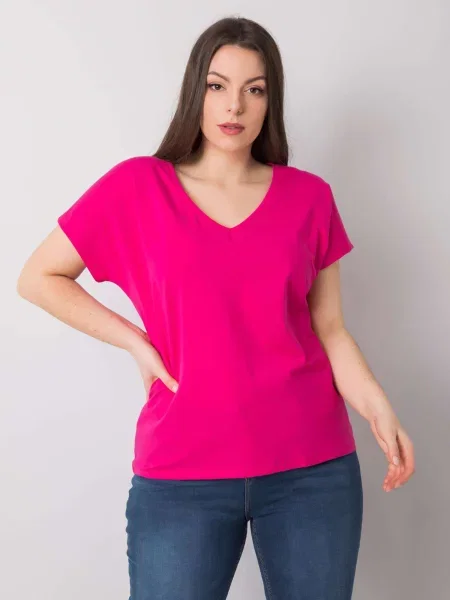 Tricou Basic Feel Good cu decolteu în V roz
