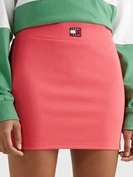 Джинсовая юбка Tommy Jeans розовая