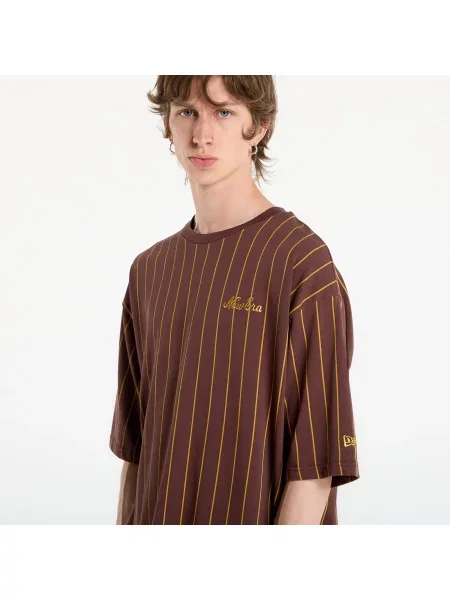 T-shirt New Era Pinstripe Os Tee UNISEX Brown S καφέ