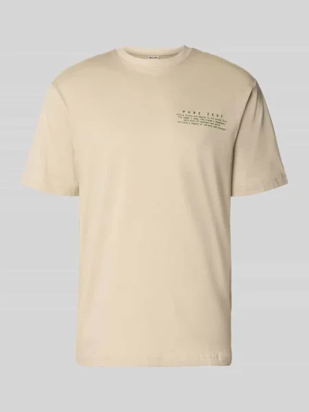 T-shirt o kroju regular fit z czystej bawełny model FRED' Only & Sons beżowa