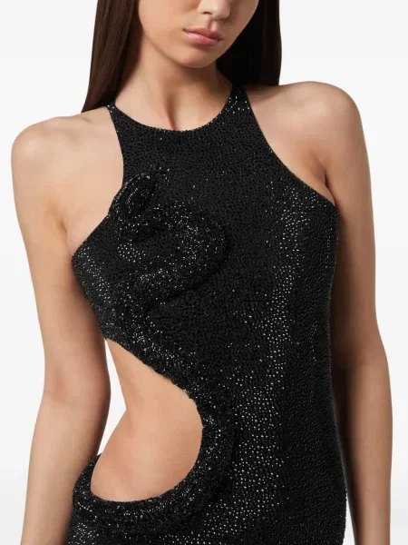Rochie mini Philipp Plein cu model piele de șarpe de costum negru